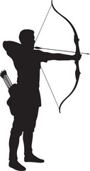 Silhouette of Archer in Action - Bow and Arrow, Archery Target Shooting, Hunting, Precision, Traditional, Competitive Sports, Equipment, Skills, Stance, Aim, Focus, Outdoor Recreation