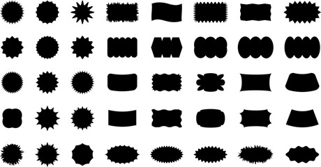 Vector Abstract Shape Collection, Geometric Shapes set - modern and retro aesthetic figure star oval spiral flower and other primitive design elements.