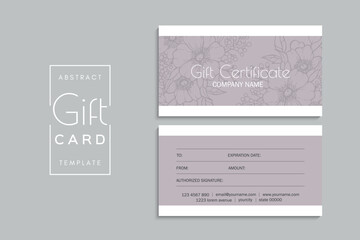 Gift card template with flowers. Vector illustration. EPS 10.