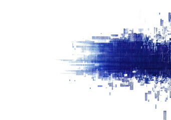 Digital abstract art depicting vibrant blue hues and pixelation patterns in a creative expression of technology and design