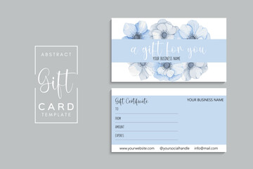 Gift card template with flowers. Vector illustration. EPS 10.