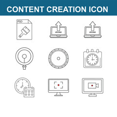 Content creation icon line art design. full editable stroke 