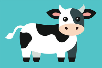 Funny farm animal cartoon illustration of a cute dairy cow isolated on white