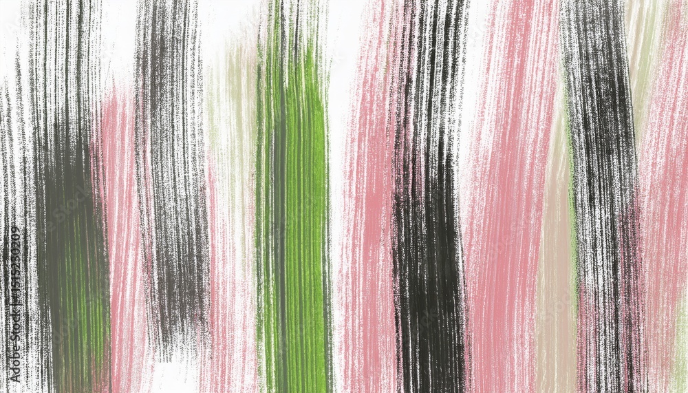 Poster vertical brushstroke texture in pink, green, and black on canvas with grunge overlay for abstract de