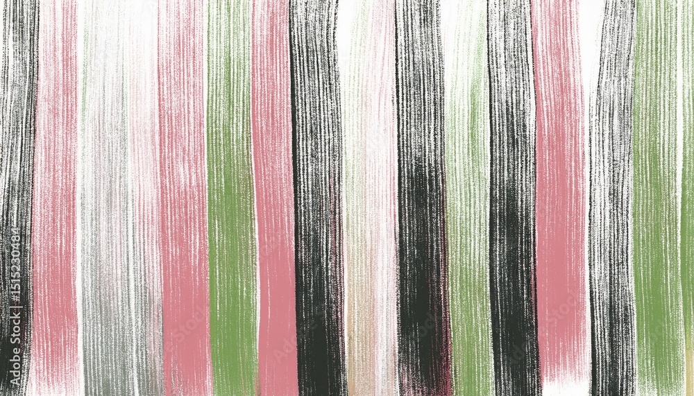 Poster vertical brushstroke texture in pink, green, and black on canvas with grunge overlay for abstract de