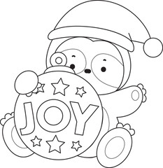 Outline of Funny baby sloth animal series stock illustration. Coloring pages of Slow life of fluffy sloth designs.