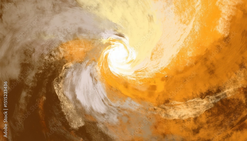 Aufkleber abstract golden ochre swirl with textured brush strokes and earthy gradient blending for elegant background use in web design, branding, print media, and modern visual identity

