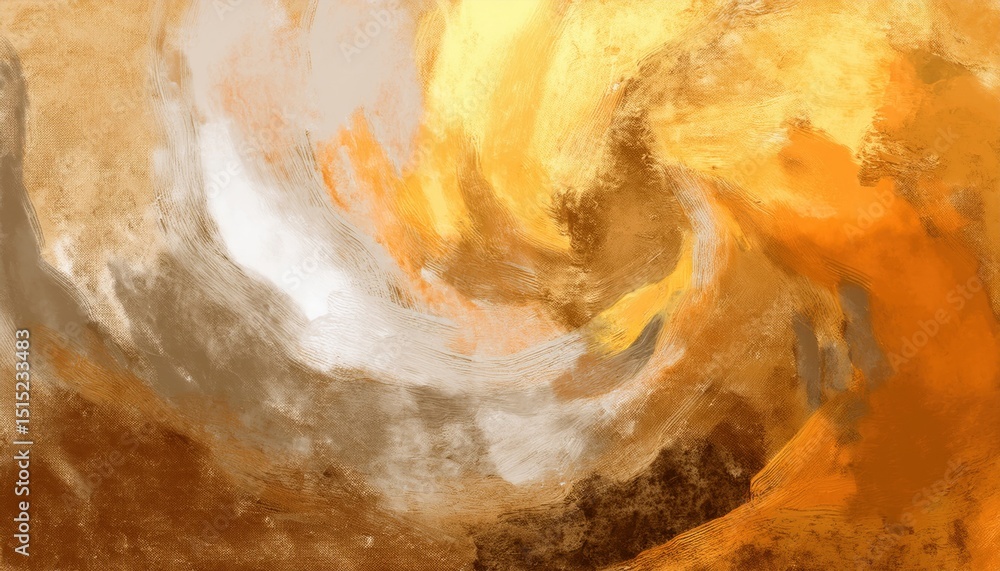 Aufkleber abstract golden ochre swirl with textured brush strokes and earthy gradient blending for elegant bac