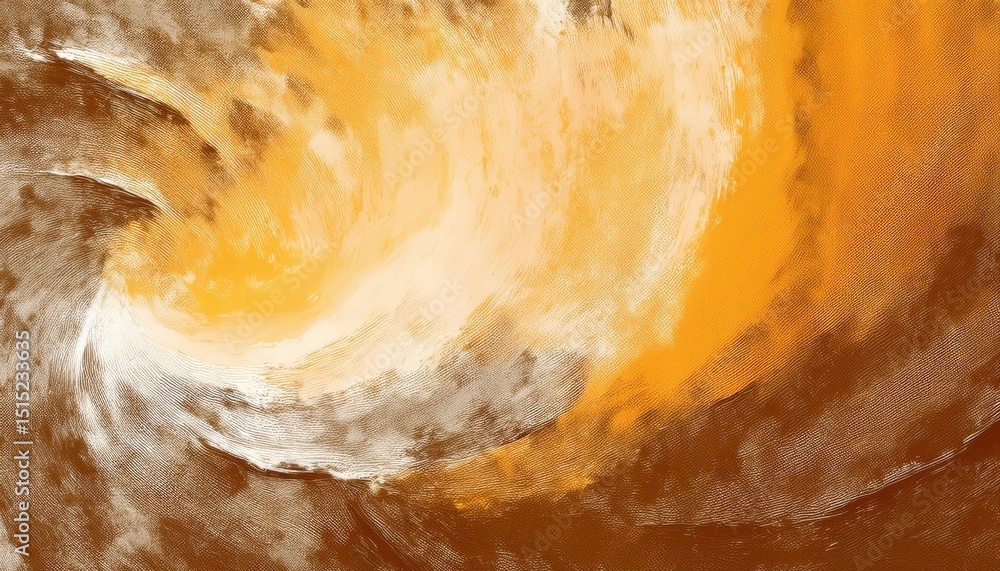 Poster abstract golden ochre swirl with textured brush strokes and earthy gradient blending for elegant background use in web design, branding, print media, and modern visual identity


