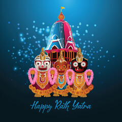 Indian traditional festival happy rath yatra with lord jagannath balabhadra and subhadra