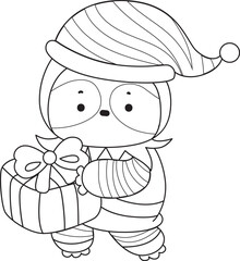 Outline of Funny baby sloth animal series stock illustration. Coloring pages of Slow life of fluffy sloth designs.