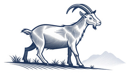 Line Art Goat Illustration for Coloring Page Simple and Clean Animal Drawing