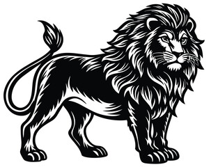 Obraz premium Black and white tribal lion head vector illustration for tattoo design or wild animal logo mascot