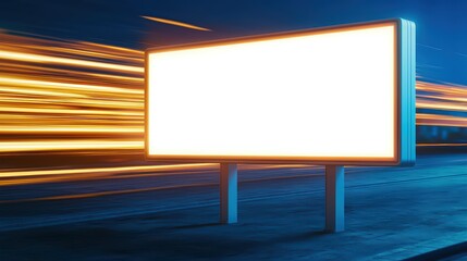 Empty Billboards with Motion Blur Effect at Night Captured In Urban Setting