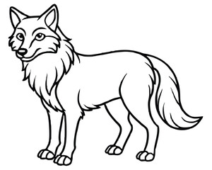 Vector cartoon illustration of a wild fox, isolated black silhouette, perfect for animal icon art