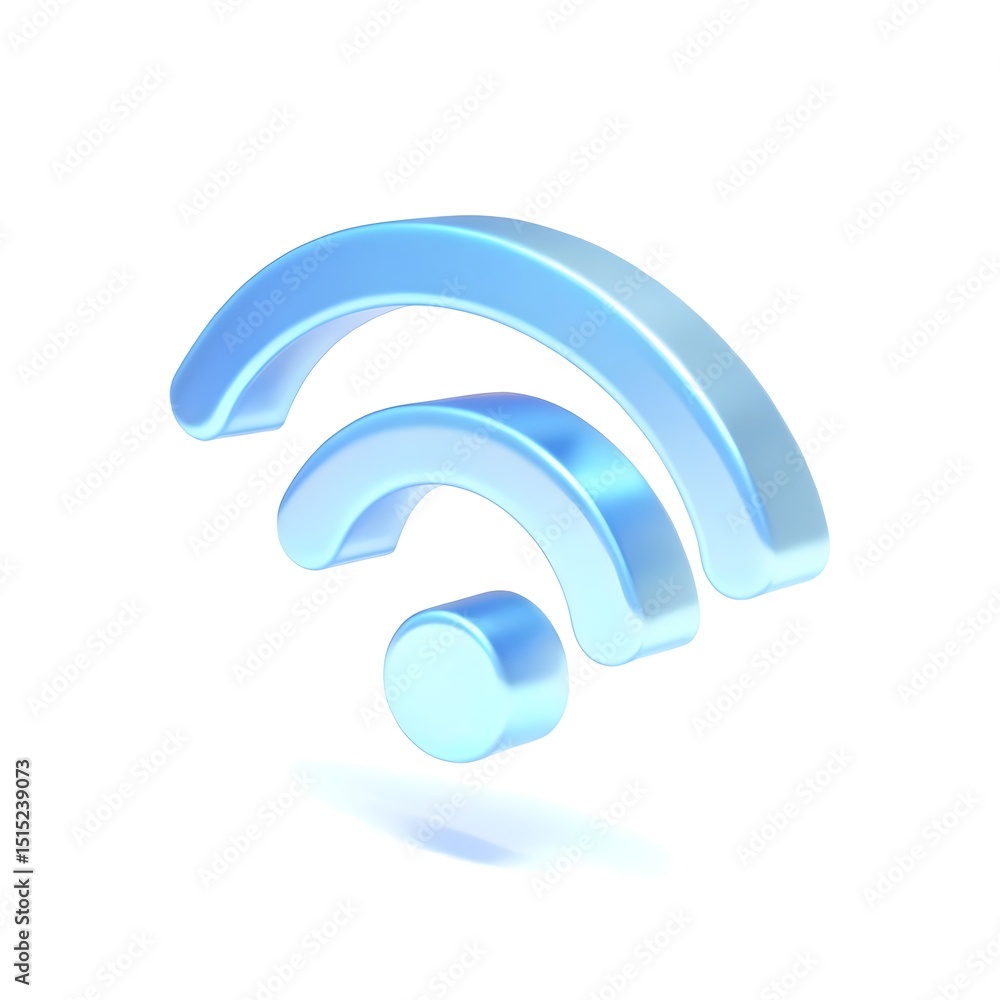 Aufkleber shiny blue wifi symbol 3d render wireless network connection technology internet access