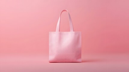 Pink tote bag against a solid pink background.