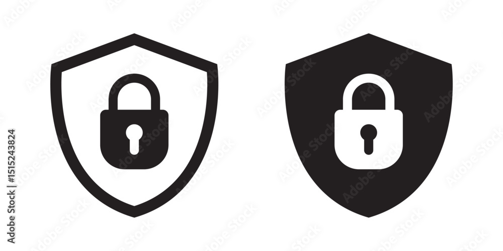Poster shield security with lock icon. protection, safety, password security vector icon. firewall access p