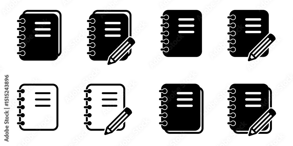 Poster notebook with pencil icon. notepad with pencil icon. notepad icons set.