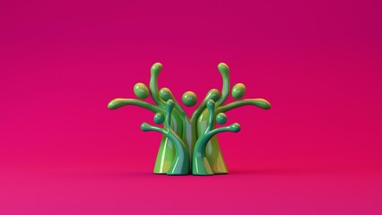 Abstract figures symbolizing diverse family unity on gradient background....