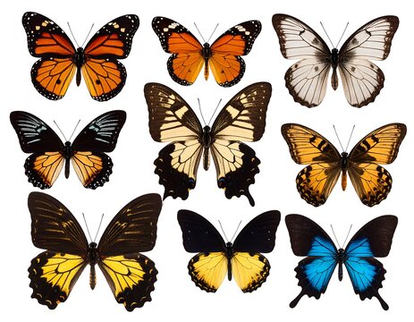 Colorful butterfly collection