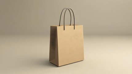 Empty kraft paper shopping bag mockup.