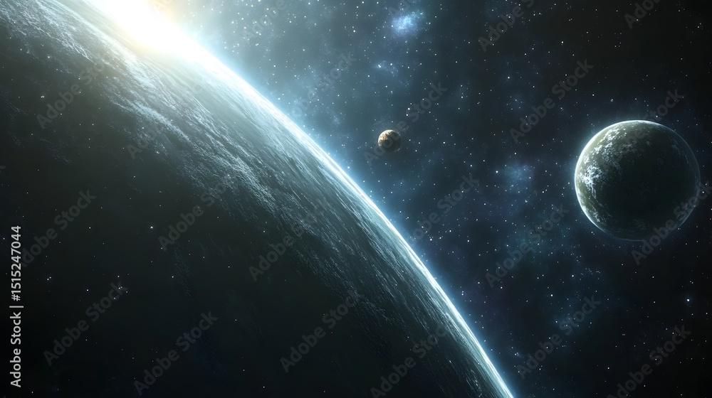 Poster celestial bodies in deep space.