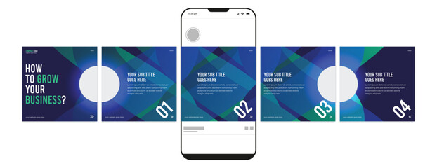 Set of Linkedin Carousel Post, editable social media Instagram carousel post, modern and creative business carousel post template, eps 10.