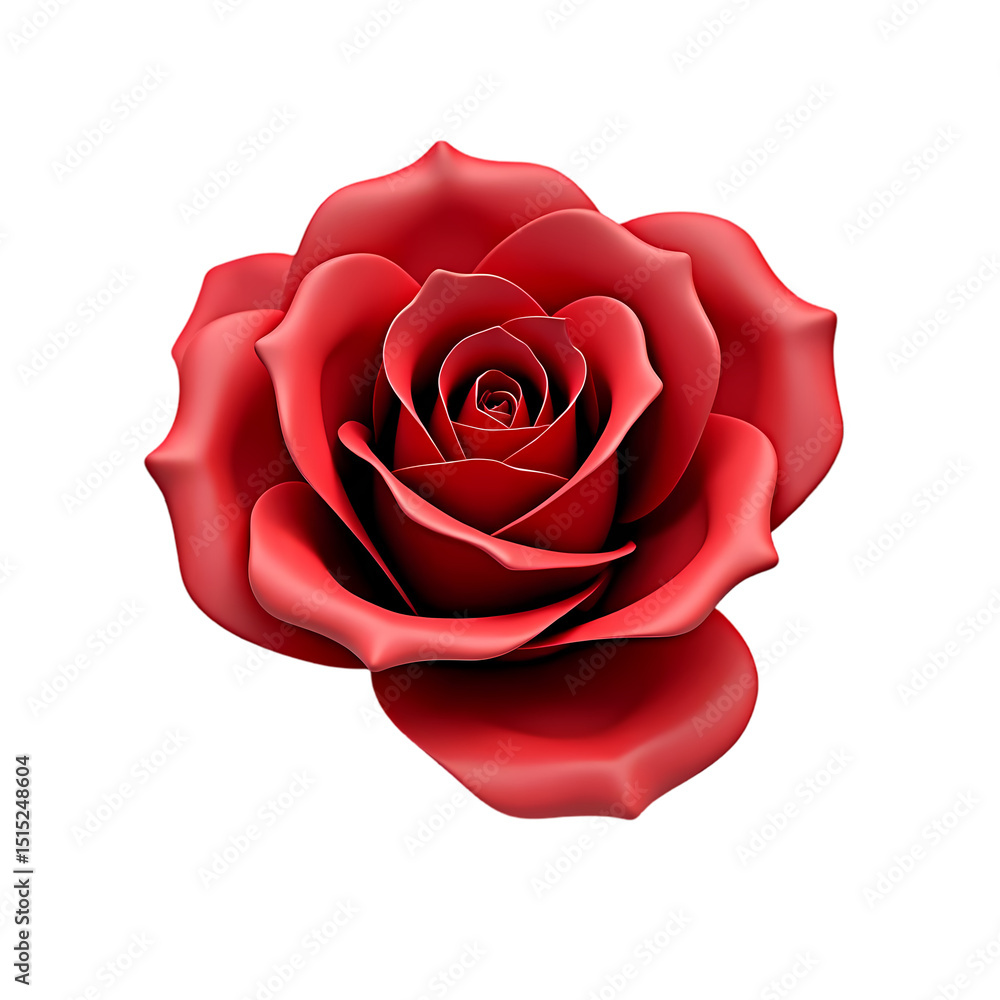 Poster a close up of a vibrant red rose with delicate petals a stark image view isolated on transparent bac