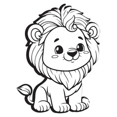 cute lion, vector image suitable for coloring books