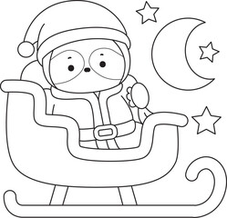 Outline of Cute sloth vector icon. Coloring book of Funny baby sloth animal.