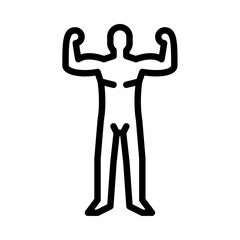 Male Bodybuilder pose outline icon. athletic Body type black line illustration.