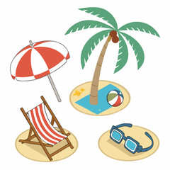 set of beach icons