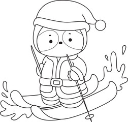 Outline of Cute sloth vector icon. Coloring book of Funny baby sloth animal.