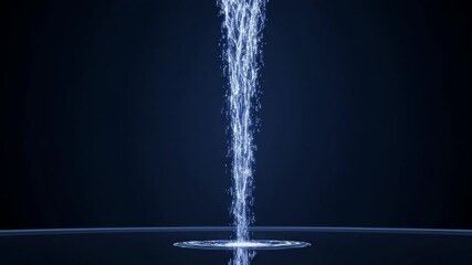 Glowing stream of digital energy falling into reflective surface in dark space
- Powered by Adobe