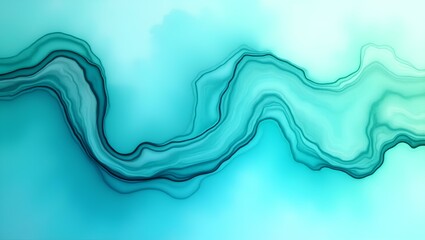 Abstract blue background with artistic smoke waves and liquid light lines creating a flowing ocean pattern