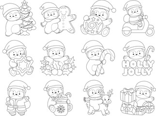 Outline of Cute sloth vector icon. Coloring book of Funny baby sloth animal.