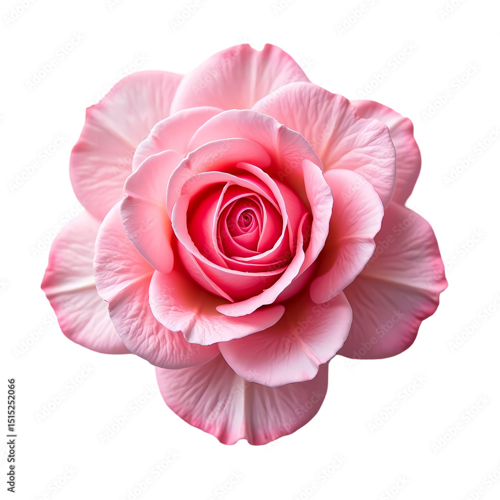 Poster a captivating close up of a pink rose in full bloom a stark creating contrast isolated on transparen