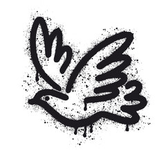 Vector illustration of a dove, hand drawn in graffiti style