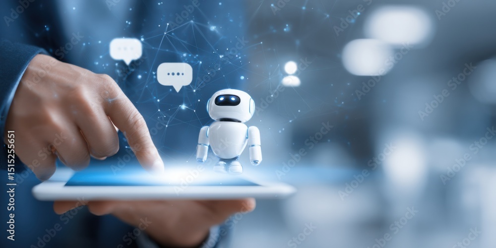 Poster innovative human-robot interaction using a tablet with digital communication icons