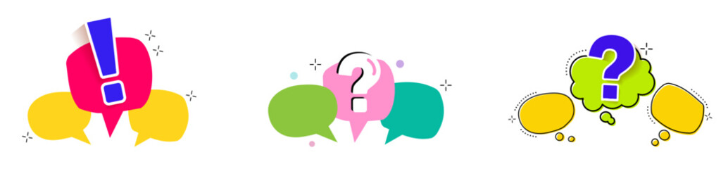 Bubble question marks. And the answers to them. The concept of frequently asked questions.  Online support web page. vector illustration.