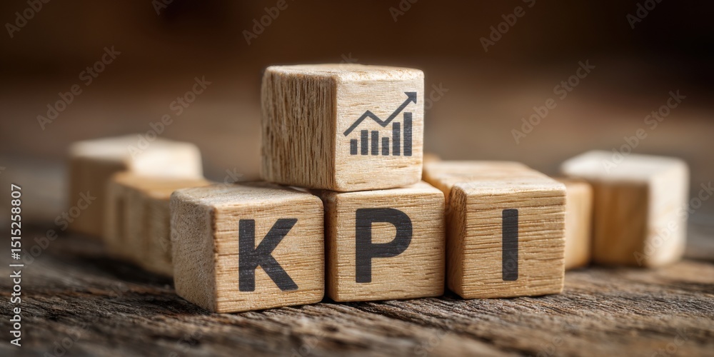 Aufkleber understanding kpi metrics for business performance evaluation through wooden blocks illustrating gro
