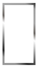 Silver frame png, vertical silver frame isolated on transparent background, luxury silver border for design, Isolated luxury rectangle silver border, frame mockup design element.