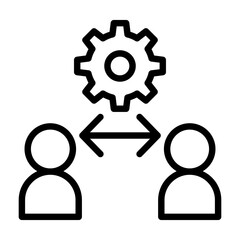 Teamwork outline icon. Teamwork icon isolated on white background. Transparent background, minimalist symbol. Vector images