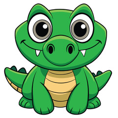 cute--green--cartoon--alligator--smiling--wide-eye