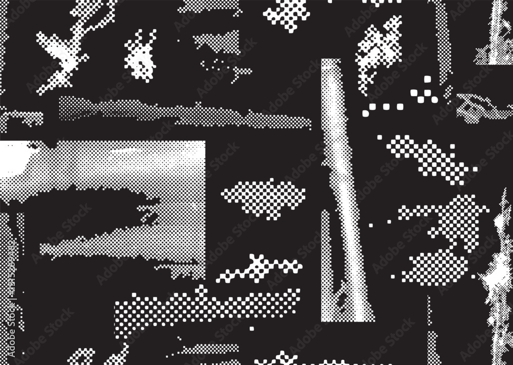 Poster glitch distorted geometric shape . noise destroyed logo . trendy defect error shapes . glitched fram