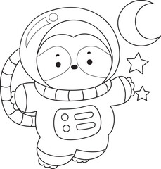 Coloring pages of Funny baby sloth animal series stock illustration. 