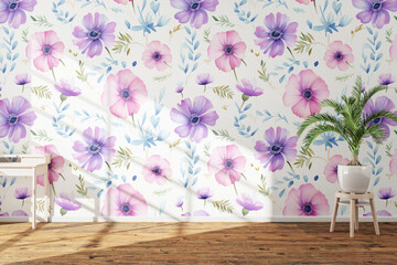 Wall Colorful watercolor paints Mockup