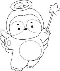 Coloring pages of Funny baby sloth animal series stock illustration. 