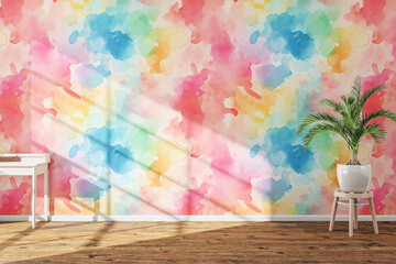 Wall Colorful watercolor paints Mockup